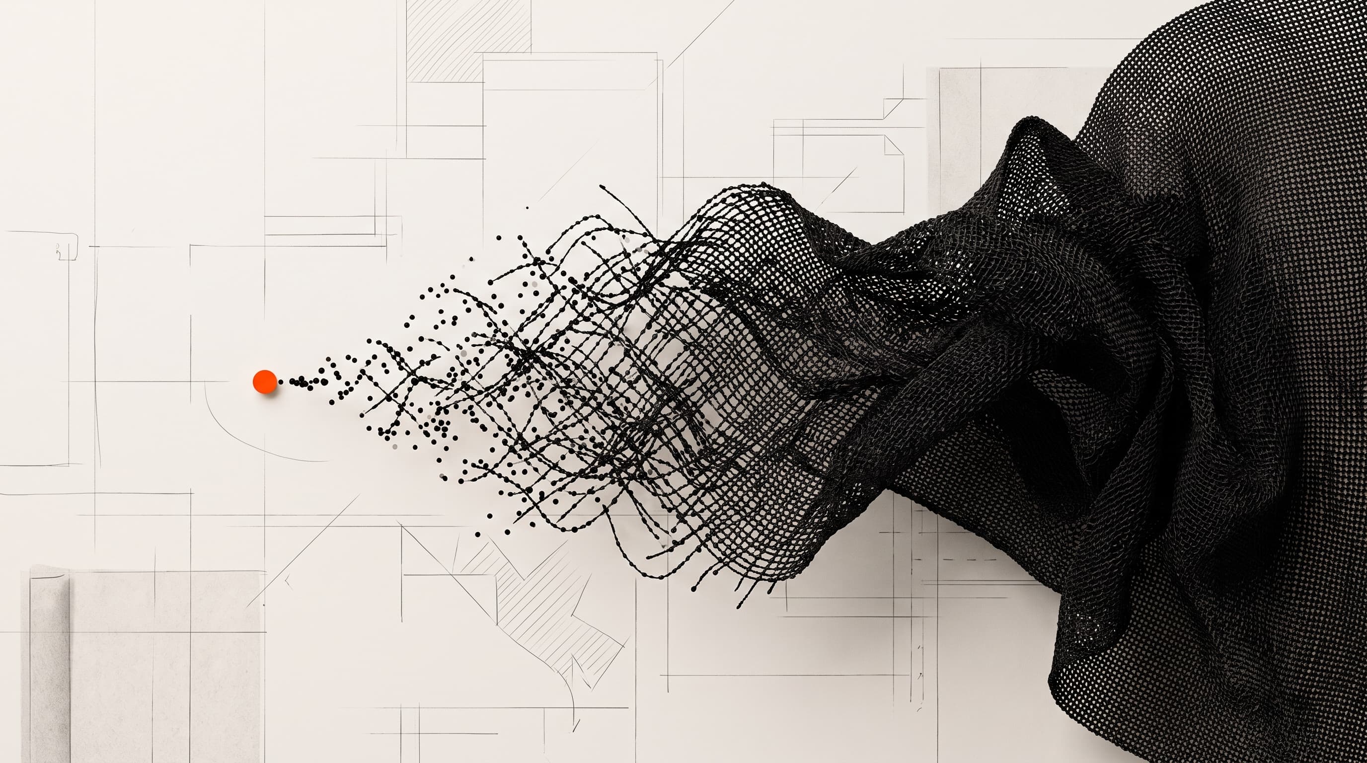 A single point of order forming out of an unstructured system — early AlterX visual identity